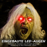 Animierte Halloween-Dekoration – Kriechende Zombie-Oma mit LED-Augen & Sound, 183 cm