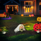 Animierte Halloween-Dekoration – Kriechende Zombie-Oma mit LED-Augen & Sound, 183 cm
