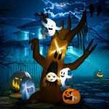Aufblasbare Halloween-Dekoration – Geisterbaum mit LED-Beleuchtung & Figuren, 240 cm