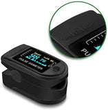 Finger-Sauerstoffprüfer Pulsmessgerät Pulsoximeter SpO2 Oximeter Blut Sauerstoff LED OLED Display, Farben:Schwarz