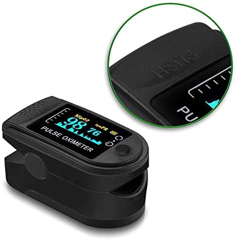 Finger-Sauerstoffprüfer Pulsmessgerät Pulsoximeter SpO2 Oximeter Blut Sauerstoff LED OLED Display, Farben:Schwarz