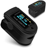 Finger-Sauerstoffprüfer Pulsmessgerät Pulsoximeter SpO2 Oximeter Blut Sauerstoff LED OLED Display, Farben:Schwarz