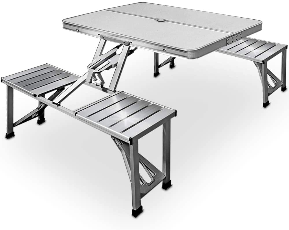 Campingtisch Alu Koffertisch 4 Stühle Sonnenschirmständer Klappbar Fal – Poochy-Couture