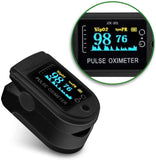 Finger-Sauerstoffprüfer Pulsmessgerät Pulsoximeter SpO2 Oximeter Blut Sauerstoff LED OLED Display, Farben:Schwarz