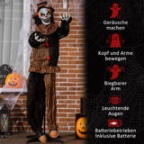 Animierte Halloween 1,7m Dekoration Horror-Clown mit Spezialeffekten und Soundfunktion rote Augen mit Leuchtern