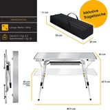 Campingtisch faltbar Klapptisch Camping Tisch mit Aluminiumrahmen Aufrollbare Tischplatte Falttisch klappbar Höhenverstellung inkl. Tragetasche mit Trageband 90 x 53cm - bis 30 kg