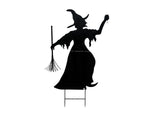 Halloween Silhouette Metall Hexe mit Besen, 150cm