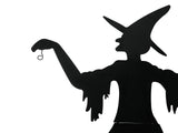 Halloween Silhouette Metall Hexe mit Besen, 140cm