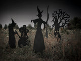 Halloween Silhouette Metall Hexe mit Besen, 140cm