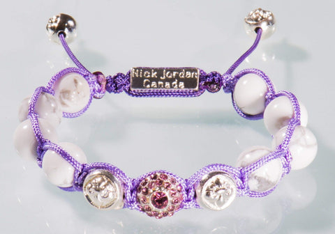 Shamballa silber Armband Strass Kristall lila Perlen Lilie Nick Jordan Schmuck