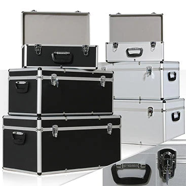 Aluminium-Transportkiste, 3er Set, schwarz oder silber