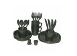 Camping Besteck Set 26 tlg. Kunststoff 4 Personen Geschirr Outdoor Teller Tassen