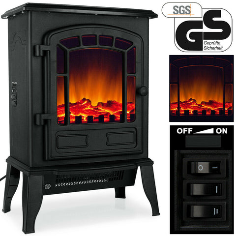 Elektrokamin, Standkamin mit Flammenillusion, 2.000 Watt, schwarz oder weiß