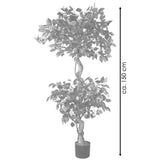 Künstlicher Ficus-Benjamini 150 cm mit 2 Baumkronen. Zierpflanze, Ziergewächs.