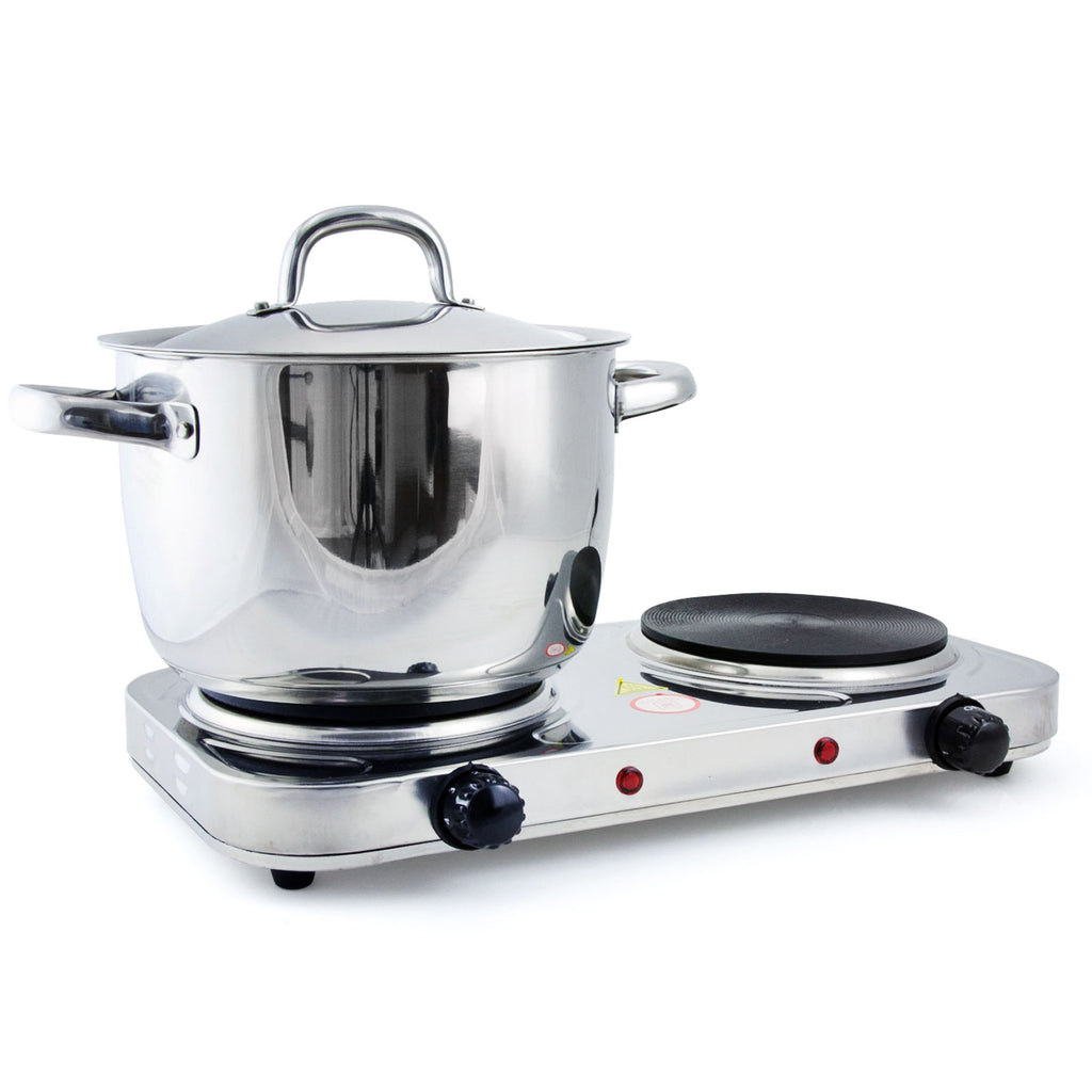 DoppelKochplatte 2.000 Watt, Edelstahl PoochyCouture