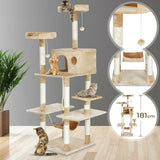 Großer Katzenkratzbaum Kletterbaum mit Aussichtsplattform, Sisal, 181cm, beige