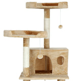 Großer Katzenkratzbaum Kletterbaum mit Aussichtsplattform, Sisal, 181cm, beige