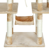 Großer Katzenkratzbaum Kletterbaum mit Aussichtsplattform, Sisal, 181cm, beige