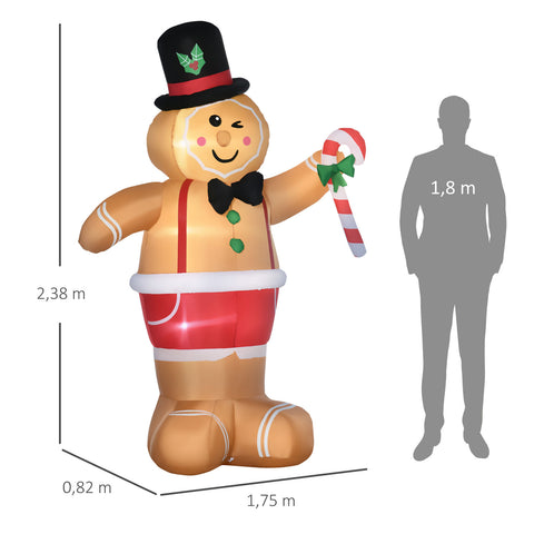 Aufblasbarer Lebkuchenmann, 238 cm mit LED-Beleuchtung. Weihnachten Deko Luftfigur wetterfest