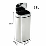 Abfalleimer XXL mit Hand-Bewegungssensor & Aluminium-Korpus, 50 oder 68 Liter