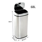 Abfalleimer XXL mit Hand-Bewegungssensor & Aluminium-Korpus, 50 oder 68 Liter