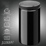 Abfalleimer mit Hand-Bewegungssensor aus Edelstahl, weiß, schwarz, in 30, 40 oder 56 Liter