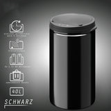Abfalleimer mit Hand-Bewegungssensor aus Edelstahl, weiß, schwarz, in 30, 40 oder 56 Liter