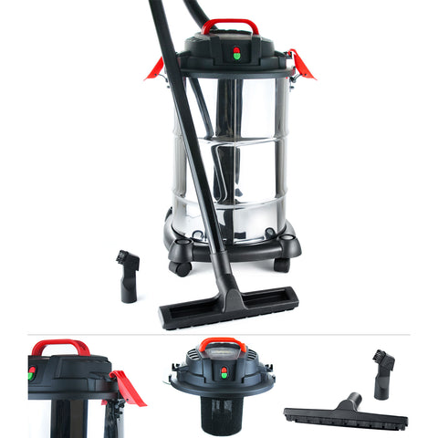 Nass- und Trockensauger inkl. Vliesfilter 1200 Watt 30 Liter Edelstahlbehälter