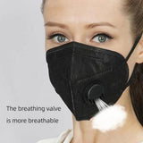 Ventil-Atemschutzmaske 5-lagig, schwarz. Black-Label.
