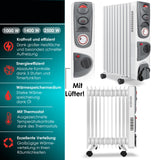 Ölradiator 2500 Watt Öl Radiator Elektroheizung Heizer Heater 24h Zeituhr Timer