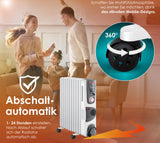 Ölradiator 2500 Watt Öl Radiator Elektroheizung Heizer Heater 24h Zeituhr Timer