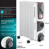Ölradiator 2500 Watt Öl Radiator Elektroheizung Heizer Heater 24h Zeituhr Timer
