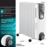 Ölradiator 2500 Watt Öl Radiator Elektroheizung Heizer Heater 24h Zeituhr Timer
