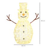 Schneemann Weihnachtsdeko mit LED-Beleuchtung warmweiß, 90cm