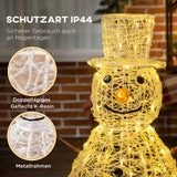 Schneemann Weihnachtsdeko mit LED-Beleuchtung warmweiß, 90cm