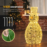 Schneemann Weihnachtsdeko mit LED-Beleuchtung warmweiß, 90cm