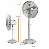 Stand-Windmaschine aus Vollmetall, 3-Geschwindigkeitsstufen, chrom