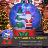 Aufblasbare Kristallkugel mit Weihnachtsmann und Tannenbaum, 150 cm mit LED-Beleuchtung. Weihnachten Deko Luftfigur, wetterfest