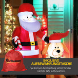 Aufblasbarer Weihnachtsmann mit Hund, 157cm mit LED-Beleuchtung. Weihnachten Deko Luftfigur