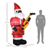 Aufblasbarer Weihnachtsmann mit Gitarre, 215cm mit LED-Beleuchtung. Weihnachten Deko Luftfigur