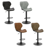 Leder-Barhocker GEOMET mit Lehne und schwarzem Gestell. Viele Farben. Höhenverstellbar mit Gasdruckfeder.