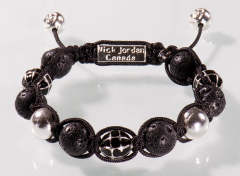Nick Jordan Armband Lavastein Silber Bracelet Fashion Lilie Unisex Tonerde Lava