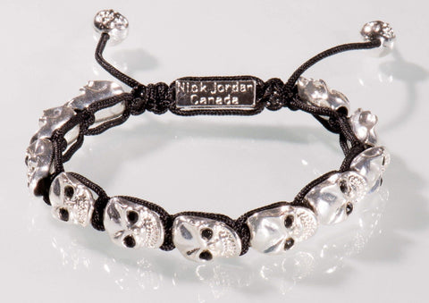 silber Totenkopf Armband Bracelet Kristall Unisex Lilie Nick Jordan