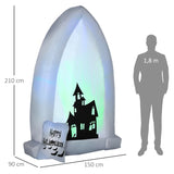Grabstein Halloweendeko mit Lichtprojektion und Gebläse 1,50 x 0,90 x 2,10 m