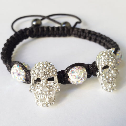 Nick Jordan Armband Totenkopf silber Bracelet Kristall Unisex Crystal