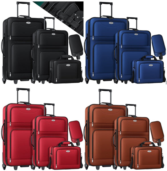 ABISTAB Koffer Set 3-teilig – Weichschalen-Trolley Mit 4 Rollen, Zahlenschloss, In 3 Größen (Handgepäck, Mittel, Groß)