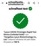 Lysun Corona Lollitest. BfArM gelistet. 100% Spezifität. 200 x FFP2 schwarze Atemschutzmasken gratis!
