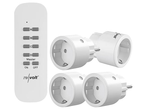 Mini-Funksteckdosen 4er-Set  mit Fernbedienung, bis 2.300 Watt, 50 m