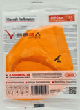 FFP2 Orange Atemschutzmasken Sondermodell 5-lagig. (CE2841 EN 149:2001 + A1:2009)