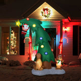 Aufblasbarer Weihnachtsbaum Weihnachtsmann 223 cm mit Hund und Teddy IP44 LED Selbstaufblasend